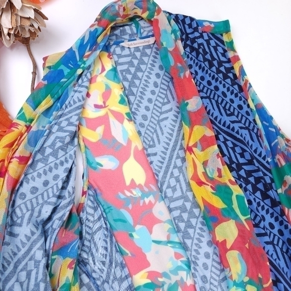 Soft Surroundings Multicolored Sheer Cascade Vest Sz S/M - Picture 7 of 12
